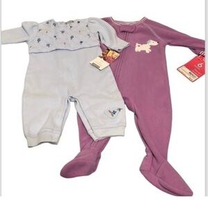 Lot Of 2 NWTS Carter's Girl's 6 Months Blue Jumpsuit & 6 Months Purple Sleeper